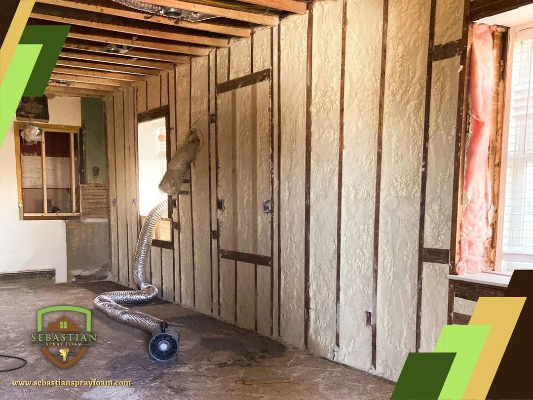 Interior walls insulated during a home remodel