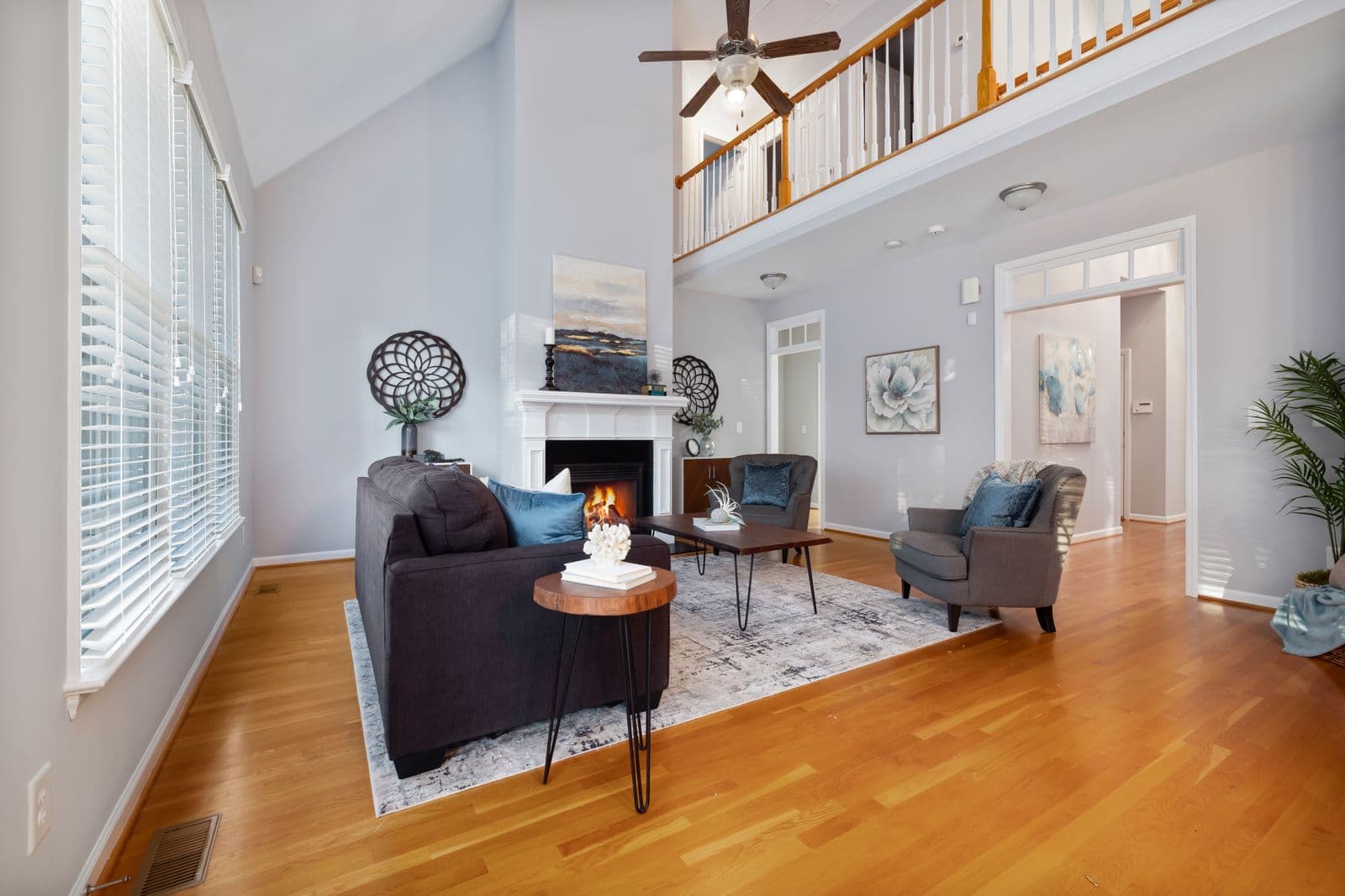 A warm, comfortable living room in a well-insulated home