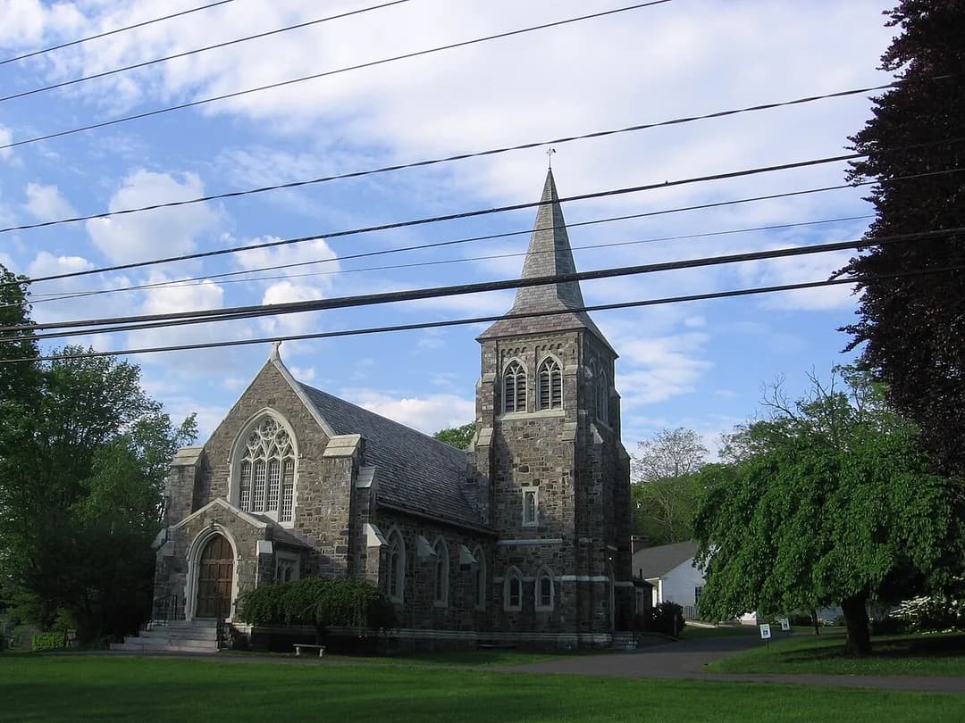 Saint John's Episcopal Church, a historic stone church in Washington, Connecticut